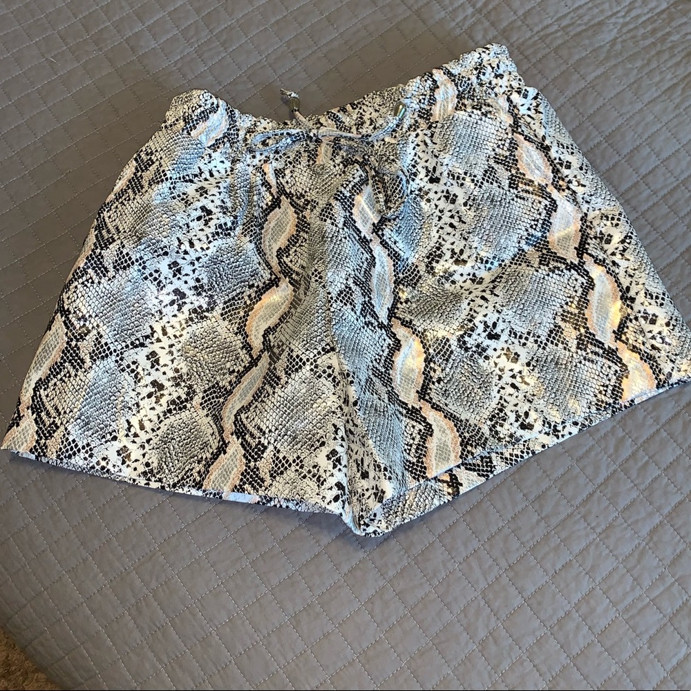 Snake Print Leather Shorts. NEVER WORN.